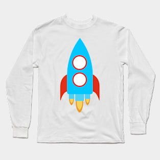 Blue Rocket Spaceship Long Sleeve T-Shirt